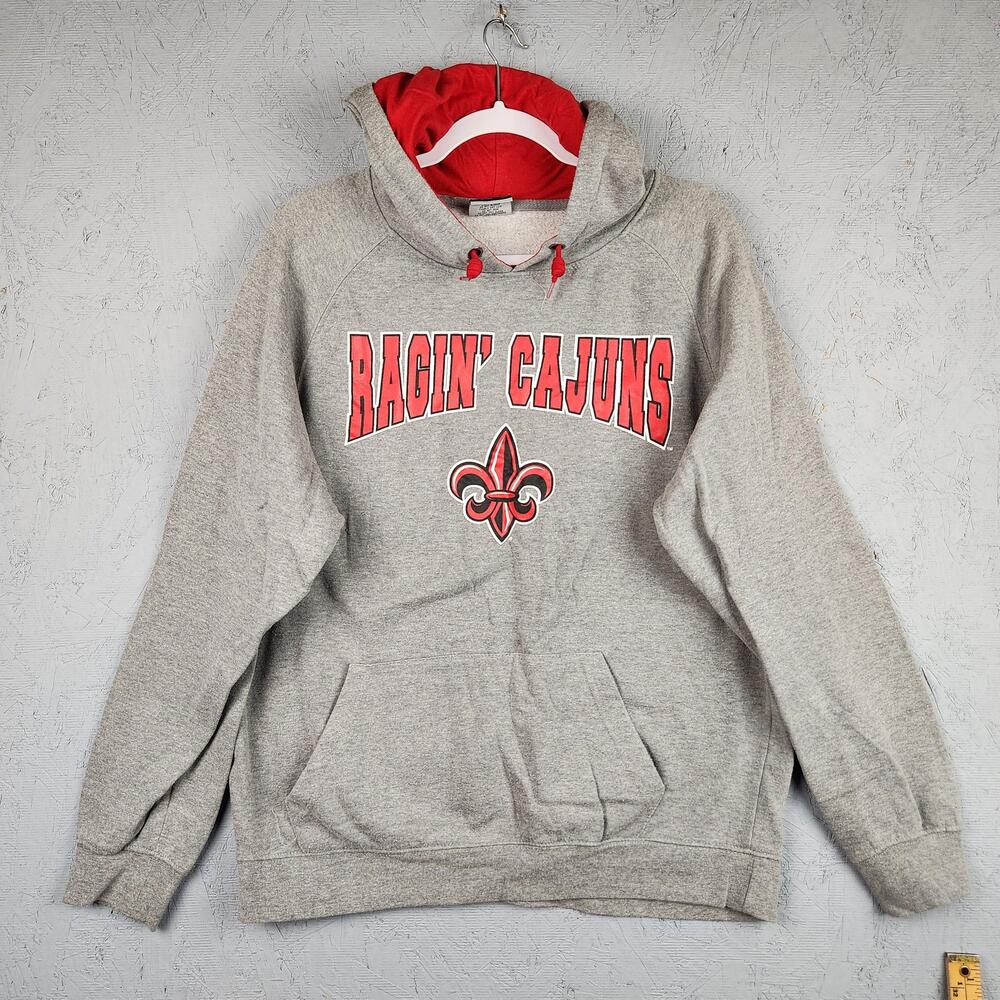Louisiana Ragin Cajuns Hoodie Mens Large Gray College Pullover Sweatshirt NCAA
